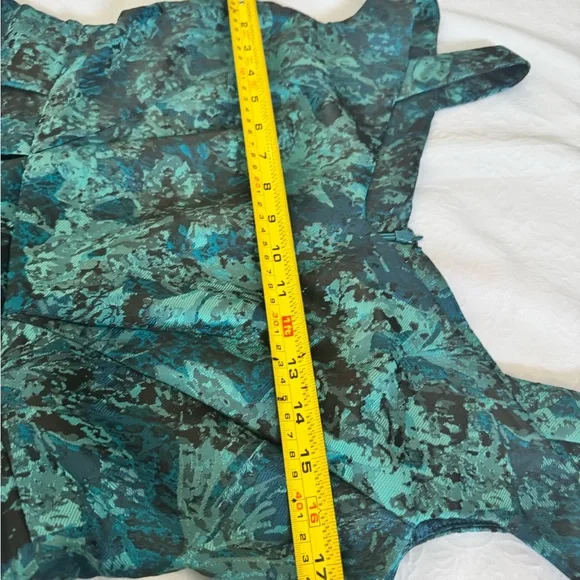 Maggy London Teal and Floral Brocade Fit-and-Flare Dress - Picture 7 of 11